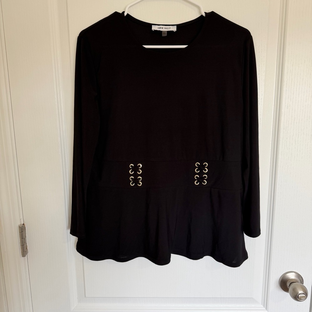 Nine West Black Long Sleeve Top